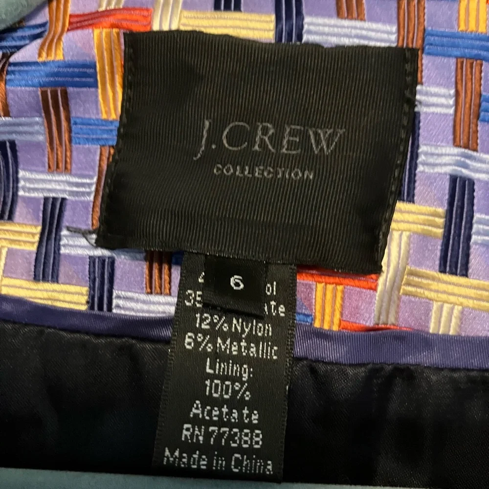 J. Crew collection metallic art deco coat navy gold sz 6 - Picture 3 of 8